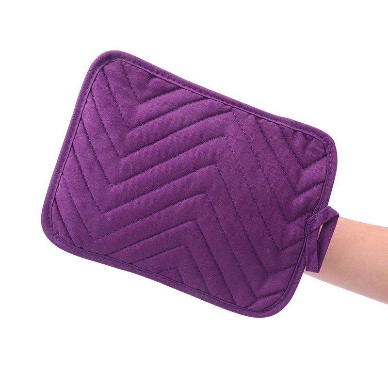 Anyi Pot Holders for Kitchen Heat Resistant, Cotton Hot Pads for Counter Table, Purple Kitchen Pot Holders with Pocket - Image 3
